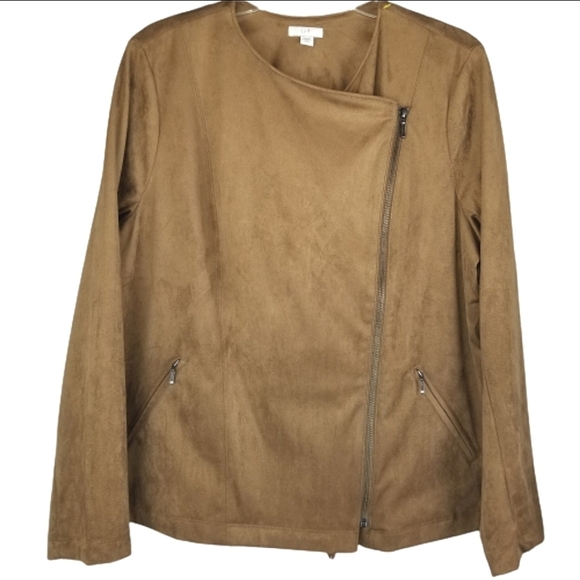 J. Jill faux suede moto--vibe zip jacket - Picture 1 of 8